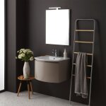 Armoire de toilette suspendue courbe 62 cm cappuccino brillant miroir rectangulaire riva