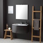 Armoire de toilette suspendue courbe 82 cm gris anthracite brillant riva
