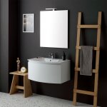 Armoire de toilette suspendue courbe cm 82 avec lavabo et miroir riva