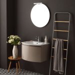 Armoire de toilette suspendue ligne courbe 62 cm cappuccino poli miroir rond riva
