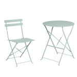 Arti casa salon de bistro 3 pi�ces vert - ensemble jardin m�tal pliable - table ronde avec 2 chaises ...