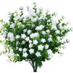 Artificielle faux fleurs, 4pack artificielles eucalyptus extrieur uv rsistant verdure arbustes plantes ...