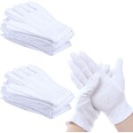 Asfasfq - 12 paires de gants en coton blanc, gants en coton, confortables et respirants, gants de coton ...