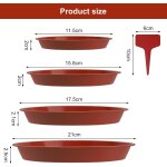 Asfasfq - 16 pices rouges dessous de pot en plastique dessous de pot avec 18 pices d'tiquettes plat ...