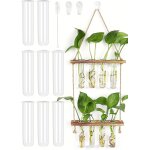 Asfasfq - 2 etage vase mural, 8pcs vase tube  essai, pot de fleur mural en verre, suspension plante ...