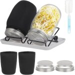 Asfasfq - 2 germoir  graines - pot pour germination 32oz - matriau en verre - avec couvercle en acier ...