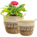 Asfasfq - 2 grands caches pot en osier, panier  plantes d'intrieur, pot de fleurs jardin decoratif ...