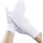 Asfasfq - 2 paires gants blancs en nylon pour homme et femme - avec bouton pour service, costume, butler, ...