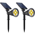 Asfasfq - lot de 2 spots solaires projecteurs 2 en 1  piquer ou  fixer dimmable led blanc chaud spiky ...
