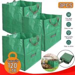 Asfasfq - lot de 3 grands sacs  dchets de jardin robustes avec 3 poignes, rutilisables pour collecter ...
