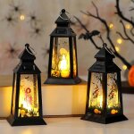 Asfasfq - 3 pices lanterne halloween led, lampion motif de sorcire et citrouille, decoration halloweena ...