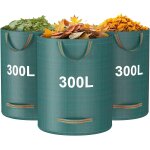 Asfasfq - lot de 3 sacs  dchets de jardin, 300 l, trs rsistants avec poignes, sacs de jardin rutilisable ...