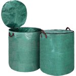 Asfasfq - 300l lot de 2 - sac dechets verts avec couvercle - 4 poignes indchirables, sac de jardin ...