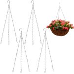 Asfasfq - lot de 4 chanes de suspension plantes, chane mtallique noire 3 brins avec crochets et clips, ...