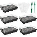 Asfasfq - 5 pièces 120 cellules bacs a semis mini serre ce jardin avec couverture godets pour semis noir ... Asfasfq - 5 pièces 120 cellules bacs a semis mini serre ce jardin avec couverture godets pour semis noir ...