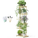 Asfasfq - 6 niveaux support de plante en mtal avec outils de jardinage et gants, 108cm multiple etagre ...