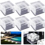 Asfasfq - 6 paves lumiere solaire exterieur jardin, 6, 8 x 6, 8 x 4, 8 cm, brique de verre de led jardin ...