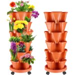 Asfasfq - lot de 6 pots de fleurs empilable, jardinire en tour, pot de fleurs design, couleur terre ...