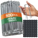 Asfasfq - agrafes de jardin 50 pcs + 8 rondelles ¿ sardines de fixation pour sol dur, piquets de jardin, ... Asfasfq - agrafes de jardin 50 pcs + 8 rondelles ¿ sardines de fixation pour sol dur, piquets de jardin, ...