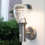 Asfasfq - applique murale led exterieur avec dtecteur de mouvement et interrupteur crpusculaire acier ...