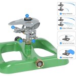 Asfasfq - arroseur  impact puls de luxe avec base en mtal robuste, arroseur circulaire rglable pro ...