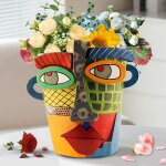Asfasfq - cache - pot abstrait, pot de fleurs rsine vase art portrait pots fleur vase plantes d'intrieur ...