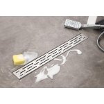 Asfasfq - caniveau de douche de elbe en 304 acier inoxydable, motif de fente  3 rangs, avec siphon, ...