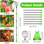 Asfasfq - cueille - fruits de 2, 8 m avec manche télescopique, 7 sections pour cerises avec porte - sac ... Asfasfq - cueille - fruits de 2, 8 m avec manche télescopique, 7 sections pour cerises avec porte - sac ...