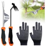Asfasfq - desherbeur manuel, 2 pices arrache mauvaise herbe en acier inoxydable, 34cm outil de dsherbage ...