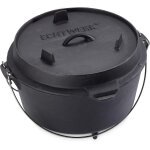 Asfasfq - dutch oven bbq casserole env. 8 l, dj cuite - preseasoned, couvercle avec anse en acier inoxydable ...