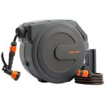 Asfasfq - enrouleur tuyau arrosage gris fonc mural jardin 30m + 2m, devidoir rtraction automatique ...