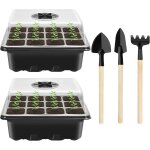 Asfasfq - ensemble 2 bac à semis avec 3 outils de jardin, plateau de semis, mini serre pour semis, plateau ... Asfasfq - ensemble 2 bac à semis avec 3 outils de jardin, plateau de semis, mini serre pour semis, plateau ...