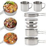 Asfasfq - ensemble de 8 ustensiles de cuisine de camping pliables en acier inoxydable pour fêtes, randonnées ... Asfasfq - ensemble de 8 ustensiles de cuisine de camping pliables en acier inoxydable pour fêtes, randonnées ...