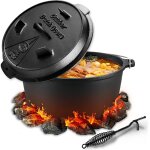 Asfasfq - faitout hollandais, 6 litres, double fonction, pré - assaisonné, accessoires de cocotte en ... Asfasfq - faitout hollandais, 6 litres, double fonction, pré - assaisonné, accessoires de cocotte en ...
