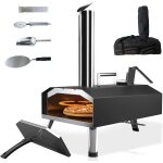 Asfasfq - four a pizzas extrieurs  bois: aciers inoxydables portable grille pizza avec pierre tournante ...