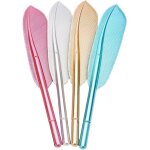 Asfasfq - gzgxkj 4 pices stylo  bille fantaisie en forme de plume 0, 5 mm stylos  gel encre noire ...