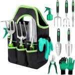 Asfasfq - hyshlc lot de 2 outils de jardinage - 9 pices - en acier inoxydable robuste - avec sac de ...