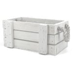 Asfasfq - jardinire d'extrieur rectangulaire blanche en bois avec poignes en corde et revtement en ...