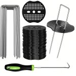 Asfasfq - kit de sardines de fixation avec 45 u - piquets de terre, 45 rondelles et 1 extracteur pour ...