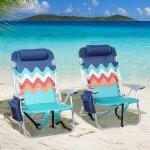 Asfasfq - let's camp lot de 2 chaises de plage classiques  4 positions, coussin et bretelles rembourres, ...