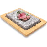 Asfasfq - nutrichef gril en pierre chaude sizzle avec plateau en bambou ¿ gril de table en granite avec ...