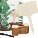 Asfasfq - pancarte en bois pour l'tiquetage des plantes: box de 60 tiquettes en bois avec stylo - ardoise ...