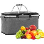 Asfasfq - panier de magasinage 18l, panier de pique nique, isolation et refroidissement dans le panier ...