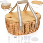 Asfasfq - panier de pique - nique en osier pour 2 personnes - avec table à vin - avec sac isotherme - ... Asfasfq - panier de pique - nique en osier pour 2 personnes - avec table à vin - avec sac isotherme - ...