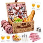 Asfasfq - panier pique - nique en osier pour 4 personnes, panier de pique nique avec compartiment isotherme, ... Asfasfq - panier pique - nique en osier pour 4 personnes, panier de pique nique avec compartiment isotherme, ...