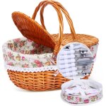 Asfasfq - panier de pique - nique en osier pour 4 personnes, avec couvercle et poigne, panier de pique ...