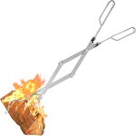 Asfasfq - pince de chemine en acier inoxydable de 66 cm pour foyer, accessoire pour extrieur et intrieur, ...