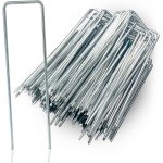 Asfasfq - piquets de fixation en acier galvanisé, lot de 100 piquets de jardin 150 mm long, 40 mm large, ... Asfasfq - piquets de fixation en acier galvanisé, lot de 100 piquets de jardin 150 mm long, 40 mm large, ...