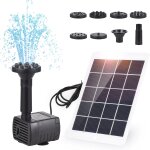 Asfasfq - pompe de fontaine solaire, 3w 5v 120 l / h, pompe de bassin solaire, 7 buses, tuyau de 1, 5m ...