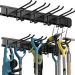 Asfasfq - porte outils mural premium - range outils de jardin avec 6 crochets r�glables, support balais ...
